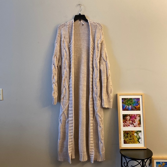 Free People Sweaters - Free People | Anthropologie Beige Knit Floor Length Open Cardigan Sweater Large